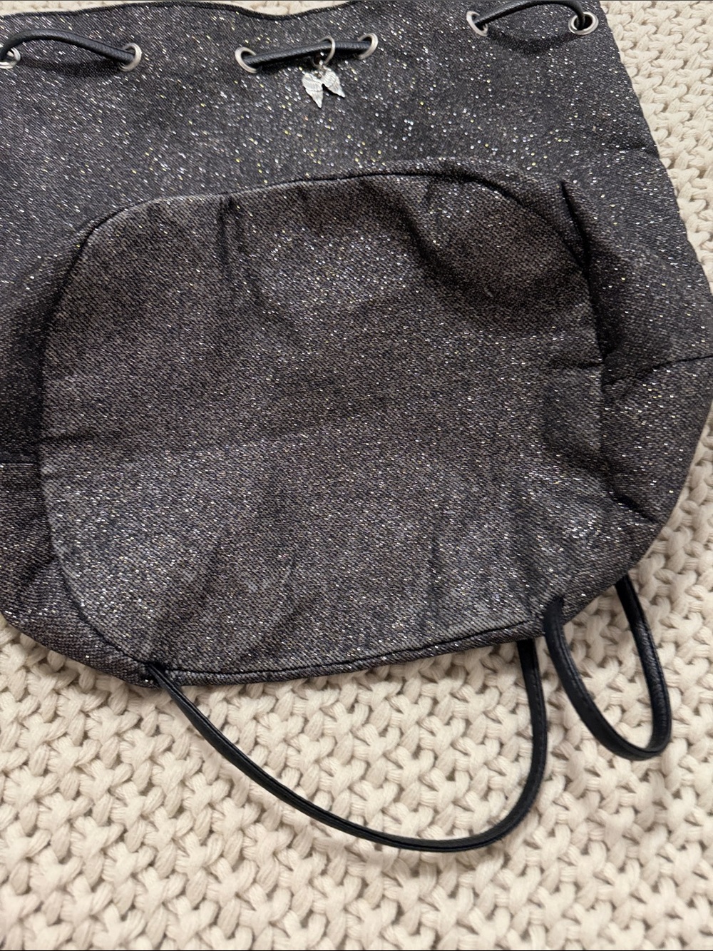 Victoria's Secret Black Sparkling Drawstring Backpack - Picture 4 of 13